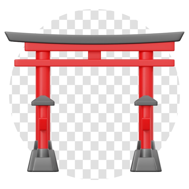 PSD renderização 3d japonês torii gate ícone 3d isolar fundo transparente 3d