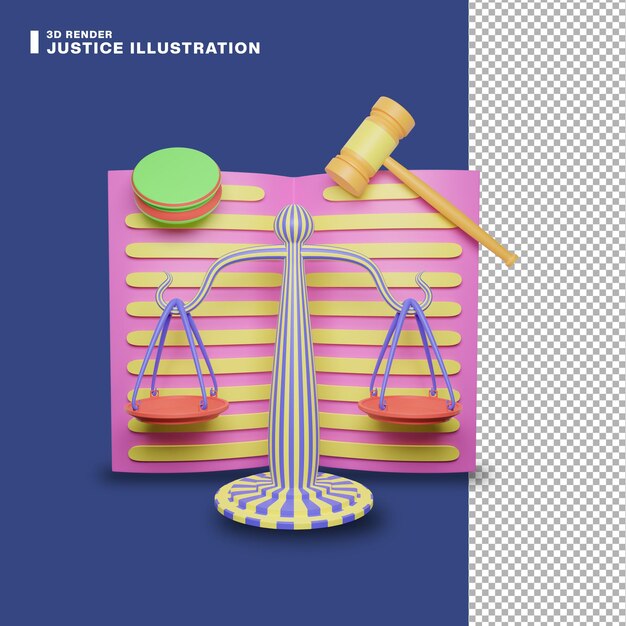 Renderização 3d justiça ilustração design