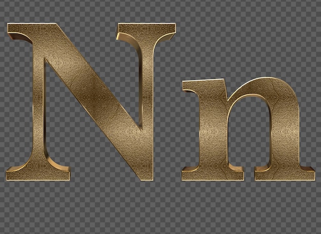 renderização 3D letras minúsculas e maiúsculas de ouro