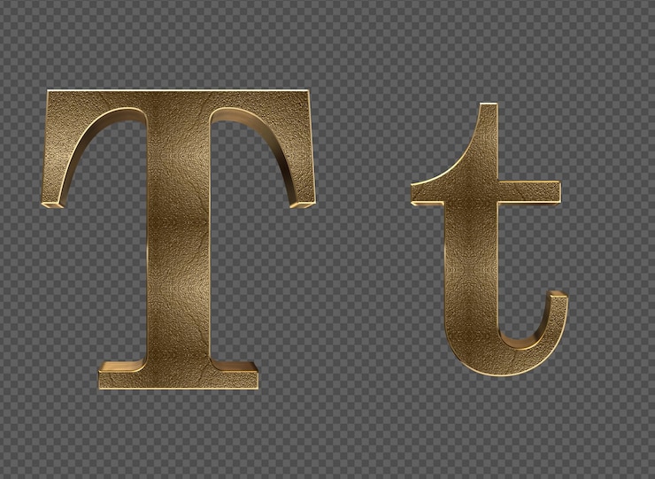 PSD renderização 3d letras minúsculas e maiúsculas de ouro
