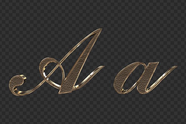 renderização 3D letras minúsculas e maiúsculas de ouro