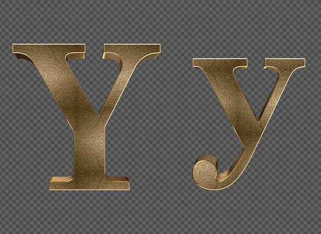 renderização 3D letras minúsculas e maiúsculas de ouro