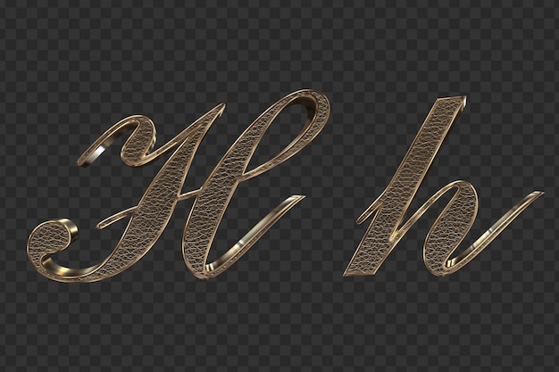 renderização 3D letras minúsculas e maiúsculas de ouro