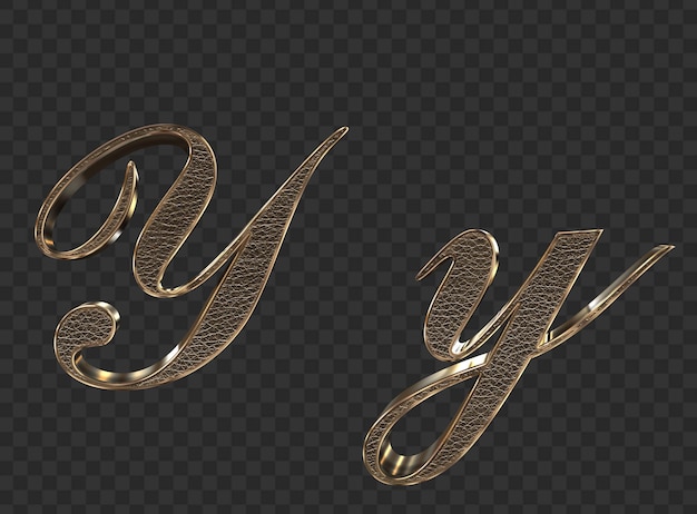 Renderização 3d letras minúsculas e maiúsculas de ouro