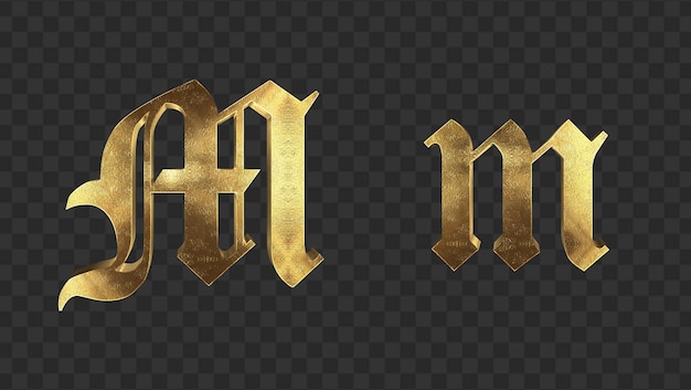 renderização 3D letras minúsculas e maiúsculas de ouro