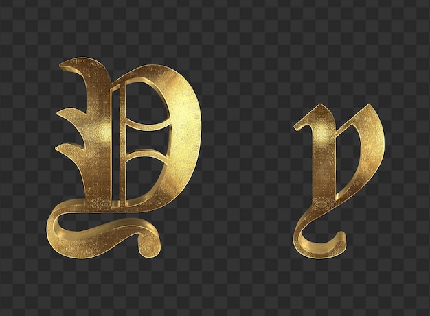 PSD renderização 3d letras minúsculas e maiúsculas de ouro