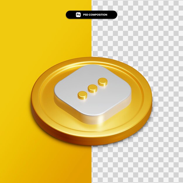 PSD renderização 3d mais ícone no círculo dourado isolado