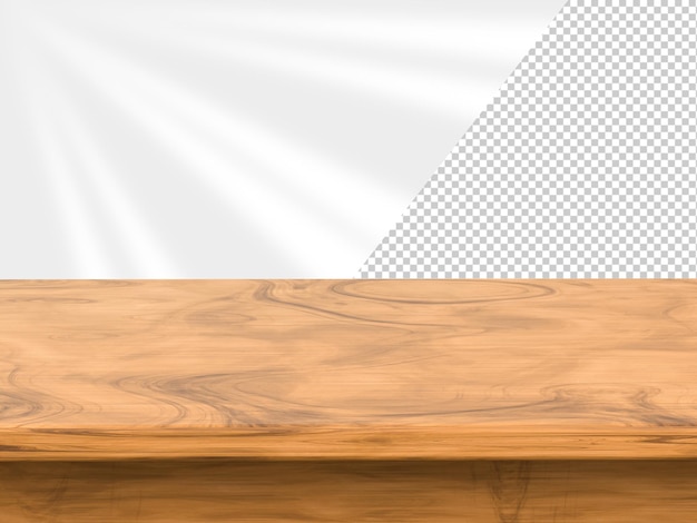 PSD renderização 3d mesa de madeira vazia usada para exibição ou montagem de seus produtos para publicidade