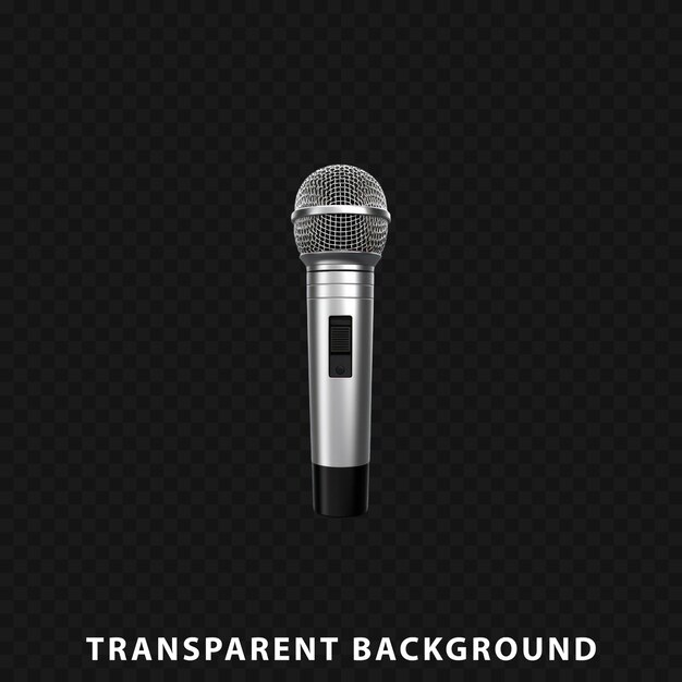 Renderização 3d microfone isolado em fundo transparente