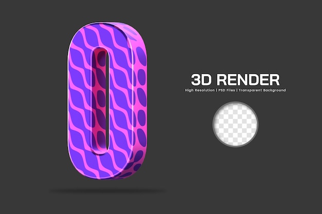 Renderização 3d número 0 isolado