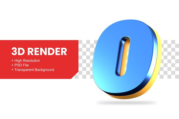 Renderização 3D número 0 isolado