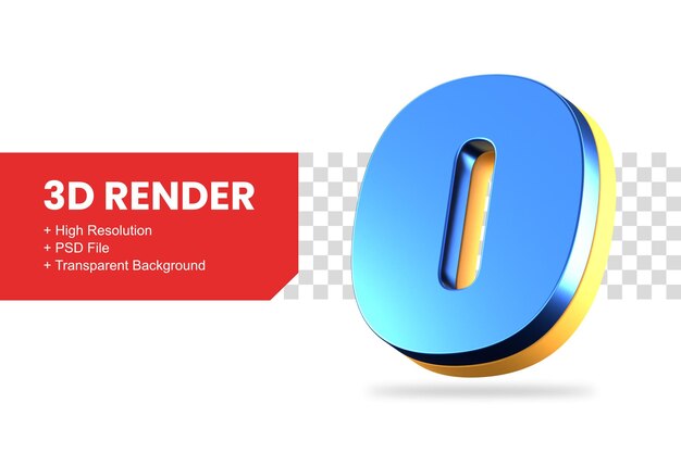 PSD renderização 3d número 0 isolado