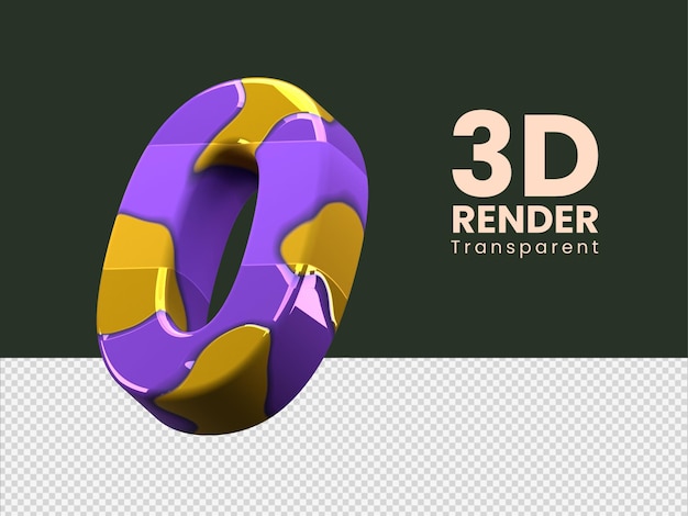 Renderização 3d número 0 isolado