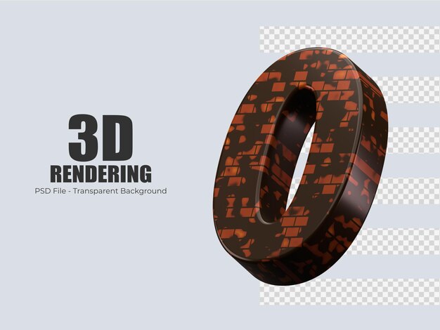 Renderização 3d número 0 isolado