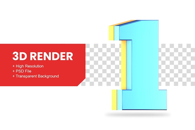 PSD renderização 3d número 1 isolado