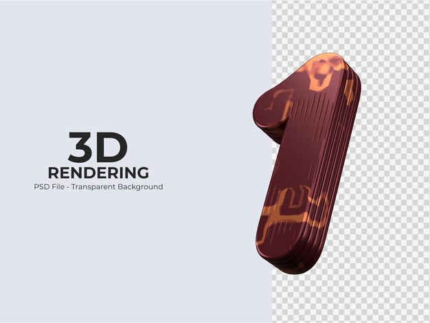 PSD renderização 3d número 1 isolado