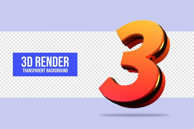 Renderização 3d número 3 isolado