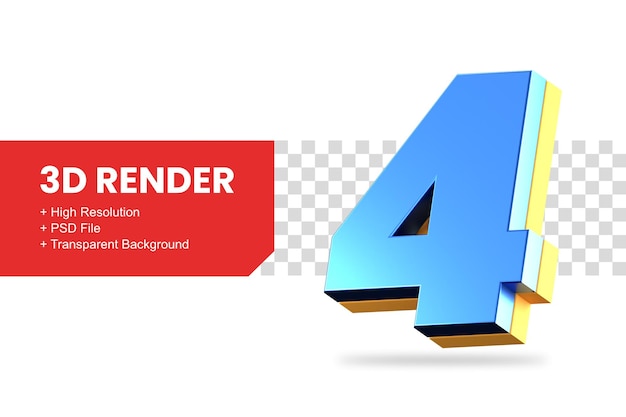 PSD renderização 3d número 4 isolado