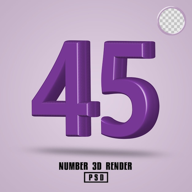 renderização 3D número 45 cor violeta