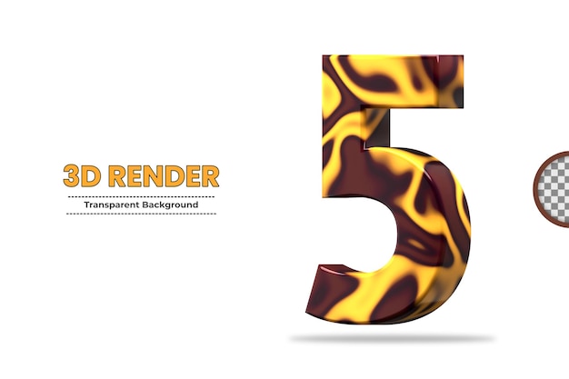 PSD renderização 3d número 5 isolado