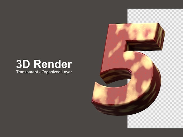 Renderização 3d número 5 isolado