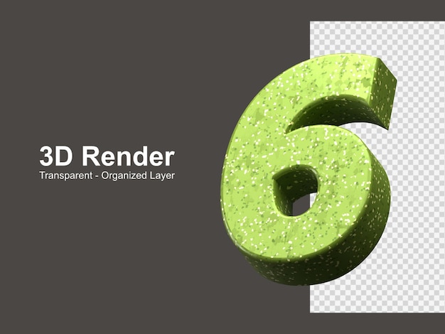 PSD renderização 3d número 6 isolado