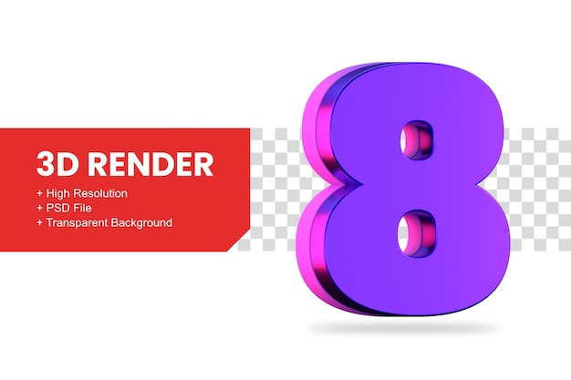 PSD renderização 3d número 8 isolado