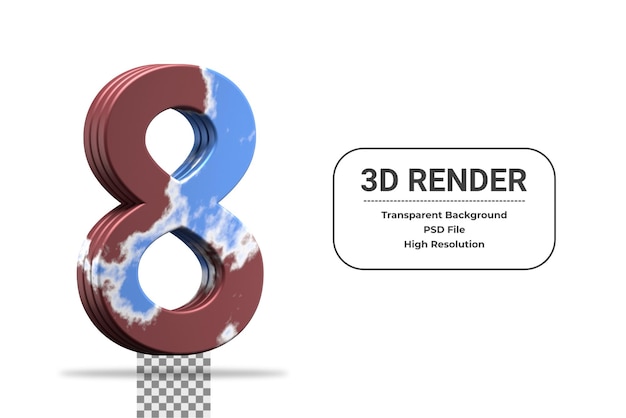 renderização 3D número 8 isolado