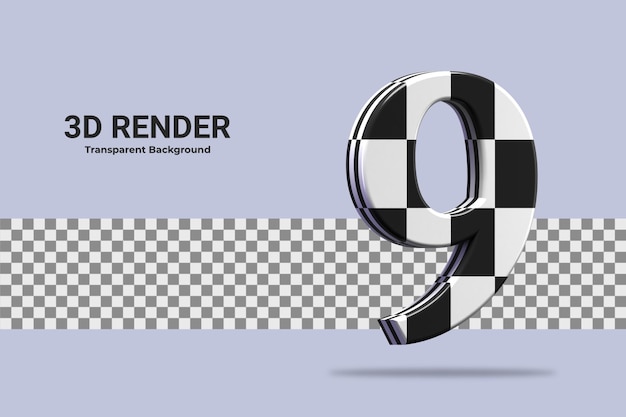 PSD renderização 3d número 9 isolado