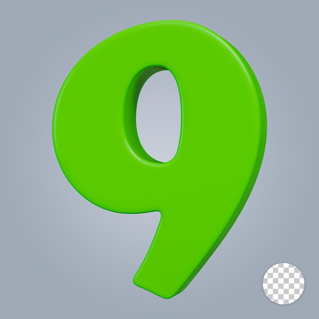 renderização 3D número nove