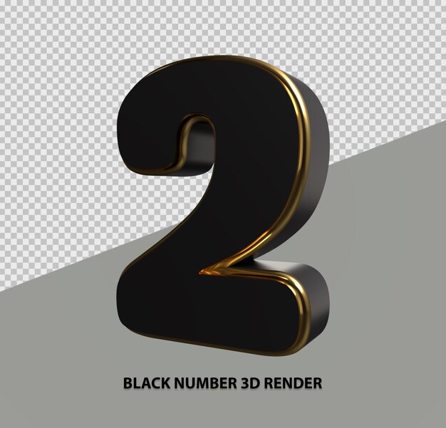 Renderização 3d número preto