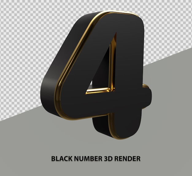 PSD renderização 3d número preto