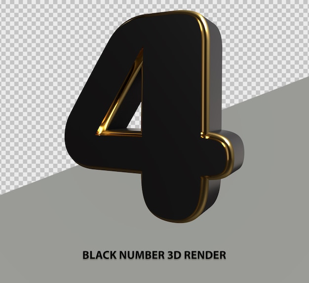 PSD renderização 3d número preto