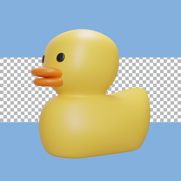 PSD renderização 3d pato de borracha cor amarela transparente