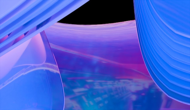 Renderização 3D perfeita de fundo de vidro iridescente abstrato feito com software 3D