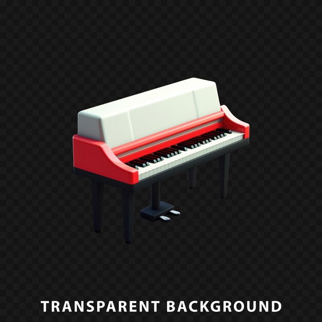 Renderização 3d piano isolado em fundo transparente