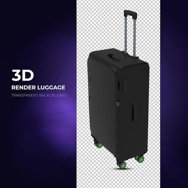 Renderização 3d preta de mala de viagem