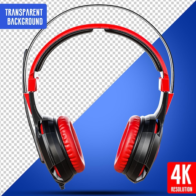 Renderização 3d preta do fone de ouvido do herói com fundo transparente