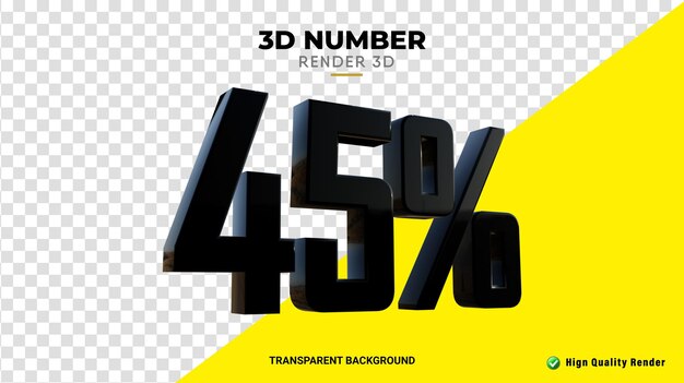 PSD renderização 3d psd com 45% de desconto em renderização de alta qualidade em cor preta brilhante