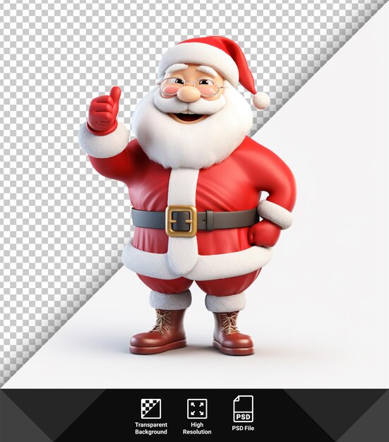 PSD renderização 3d psd da pose de papai noel em fundo transparente