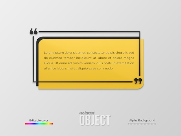 Renderização 3D quadros de citações caixa em branco modelos realistas texto mínimo design de informações caixa banner design