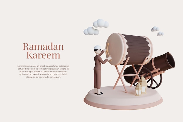 Renderização 3d ramadan kareem design