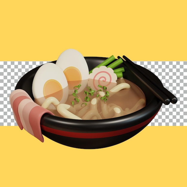 renderização 3d Ramen transparente PSD Premium