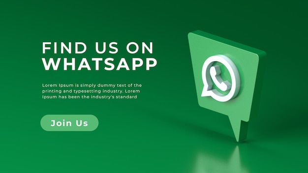 Renderização 3d realista com logotipo do whatsapp isolado