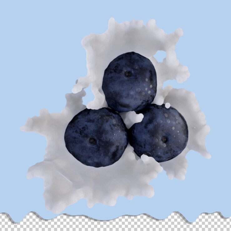 PSD renderização 3d realista de blueberry melhor para fins comerciais e de design