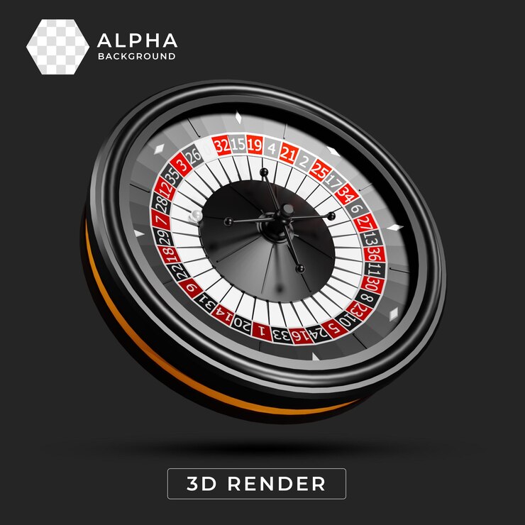 PSD renderização 3d realista de uma roda de roleta de cassino com números pretos e vermelhos