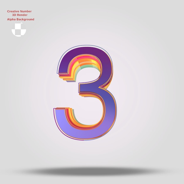 renderização 3D roxo número 3 para design