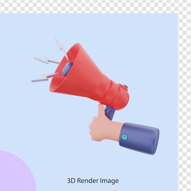 renderização 3D segurando o megafone