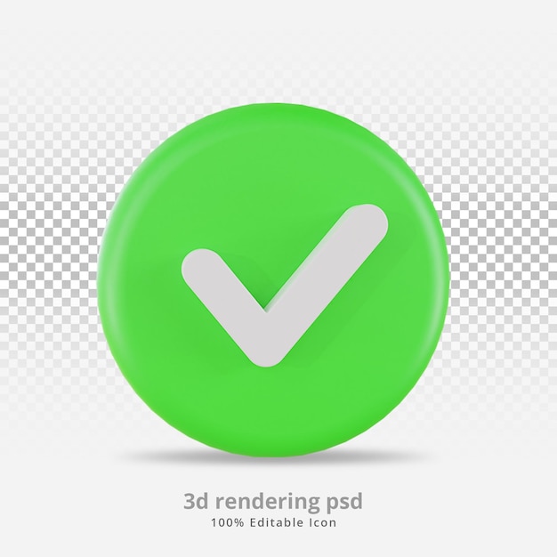 Renderização 3d sinal de aprovação ícone de marca de verificação