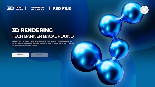 Renderização 3D Tech Banner Psd de fundo em camadas